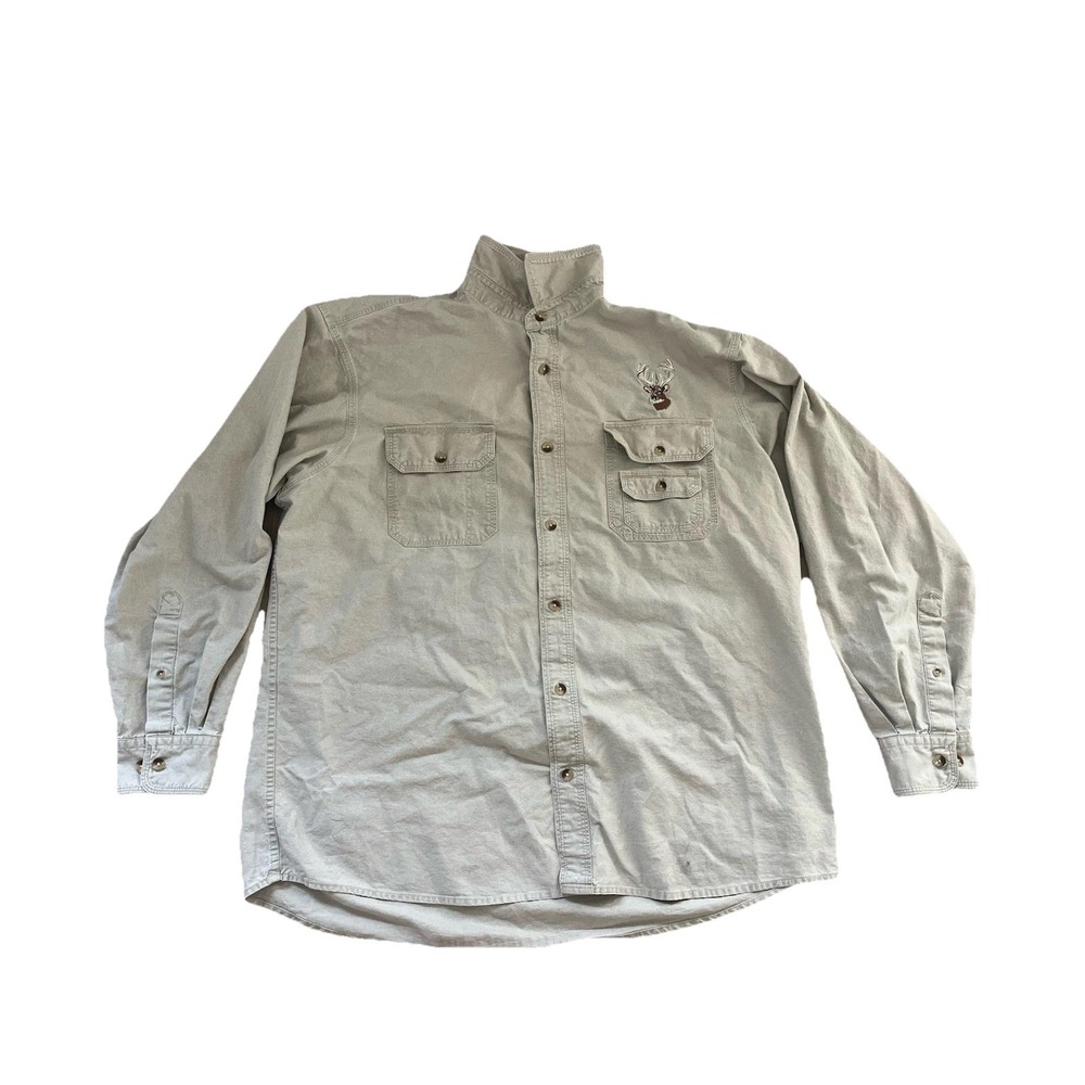 RedHead Men's Button Down Long Sleeve Shirt Embroidered Deer Head Hunting‎ XL